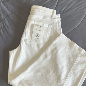 RISEN Women's White Barrel Leg Jeans